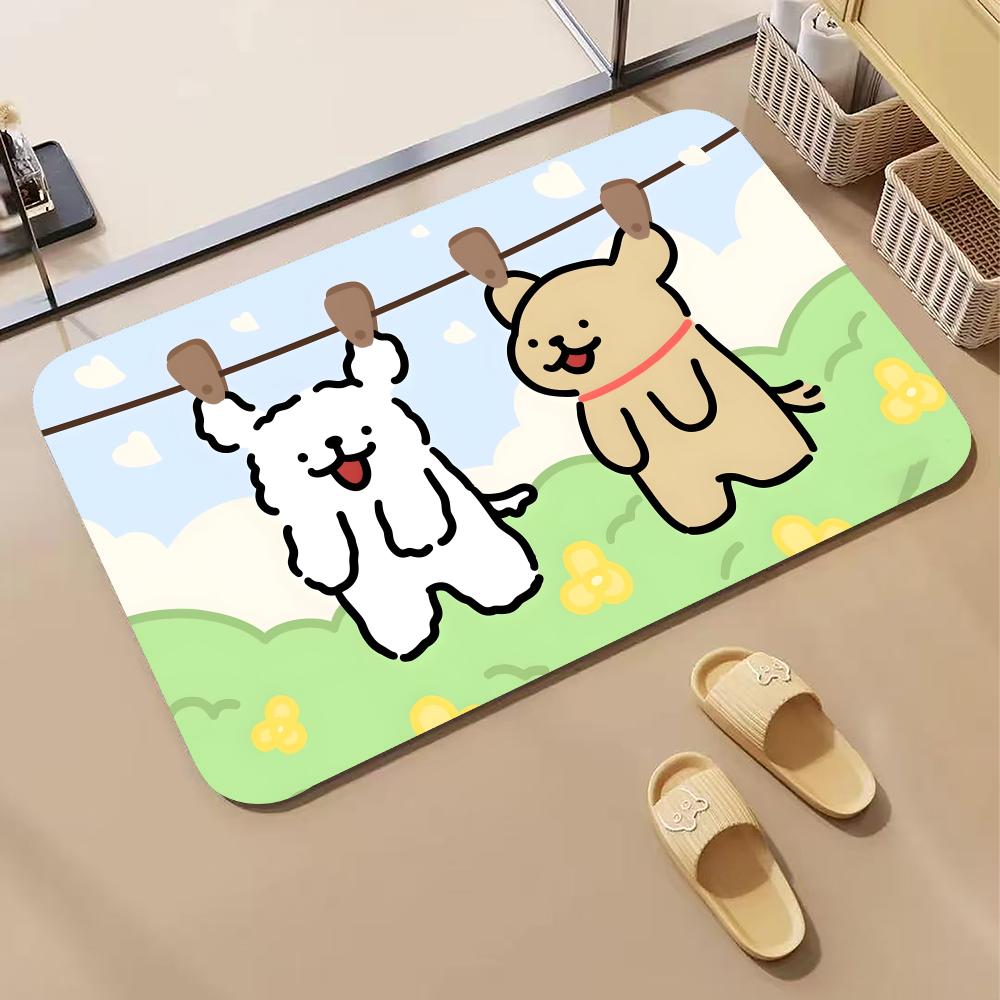Quick Dry Diatomite Bath Mat - アニメ L-LINE FRIENDS 子犬フロアマット 珪藻土バスマット、速乾性吸収性滑り止めドアマット