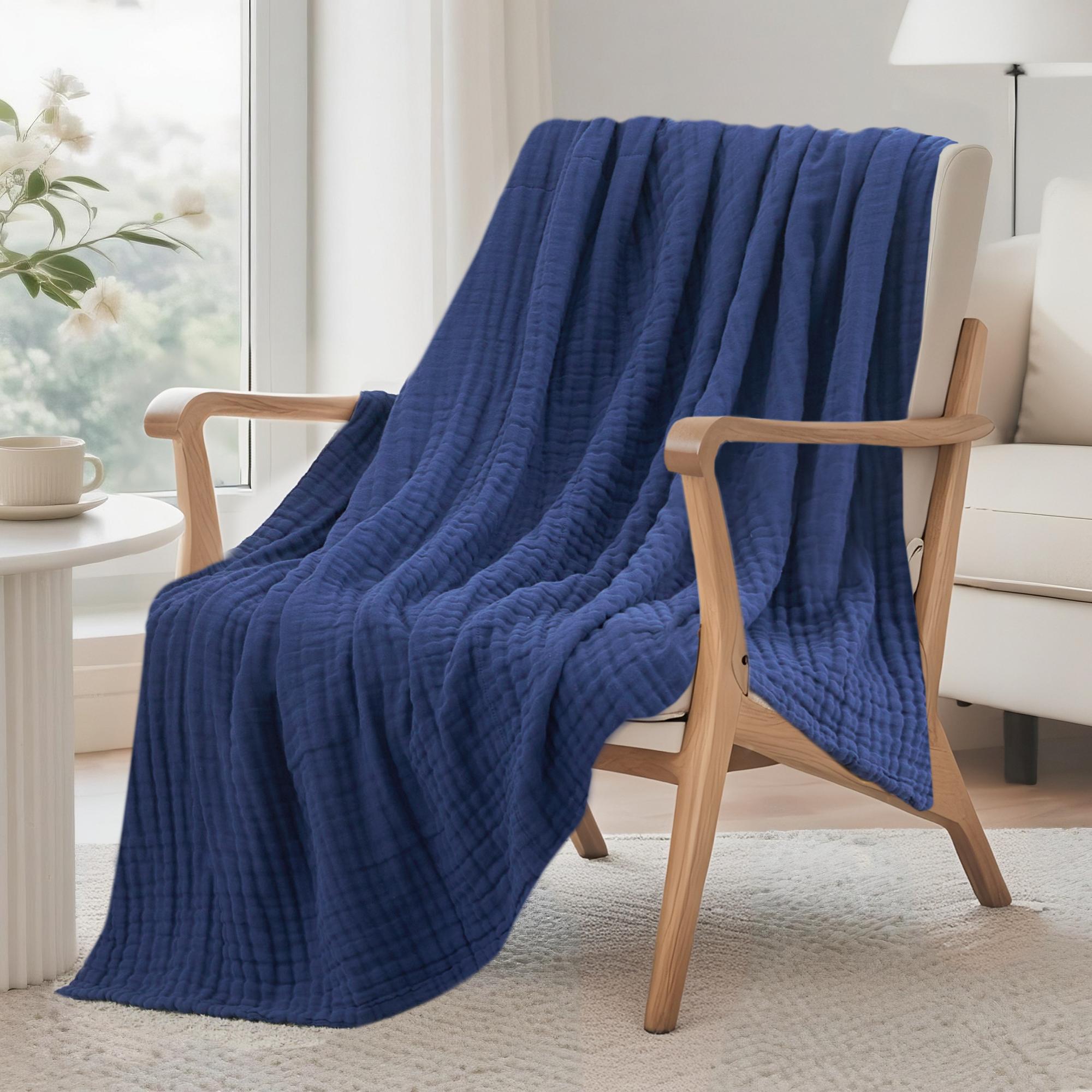 Muslin Cotton Bedspread - 6層構造100%コットンモスリンブランケット、超ソフトで通気性のあるガーゼスローケット、ベッドやソファ用、軽量でオールシーズン対応、無地のホームデコレーション、快適な睡眠用ベッドスプレッド、複数のサイズ展開