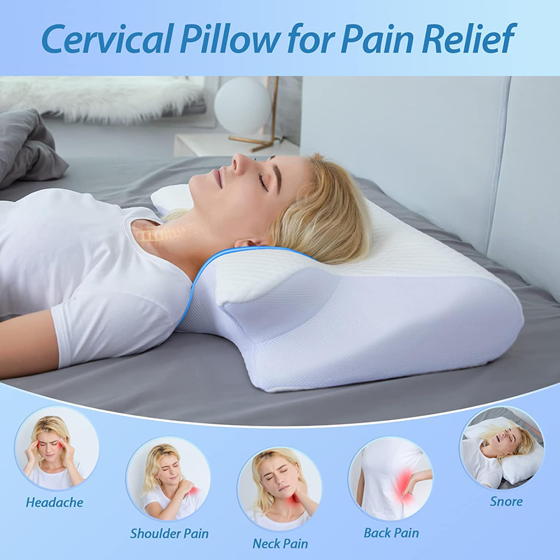 Anti Snore Contour Pillow - 新しいメモリーフォーム頸椎枕 2 in 1 人間工学に基づいた整形外科用枕 首の痛み用