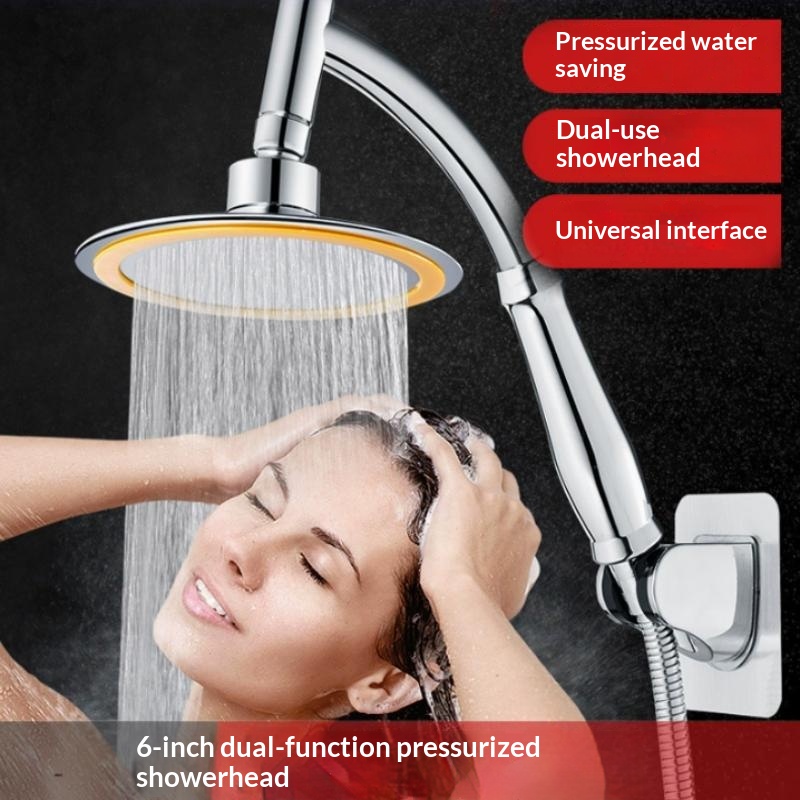 High Pressure Shower Head Handheld - 6インチ高圧360度回転大型丸型レインフォールハンドヘルドバスルームシャワーヘッドアクセサリー