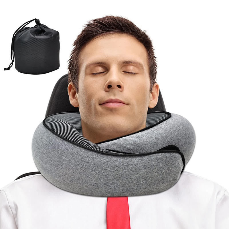 Anti Snore Contour Pillow - 旅行ネックピローメモリーフォーム U 字型枕カタツムリスタイル旅行ネックサポートポータブル調節可能なソフト正午休憩睡眠枕