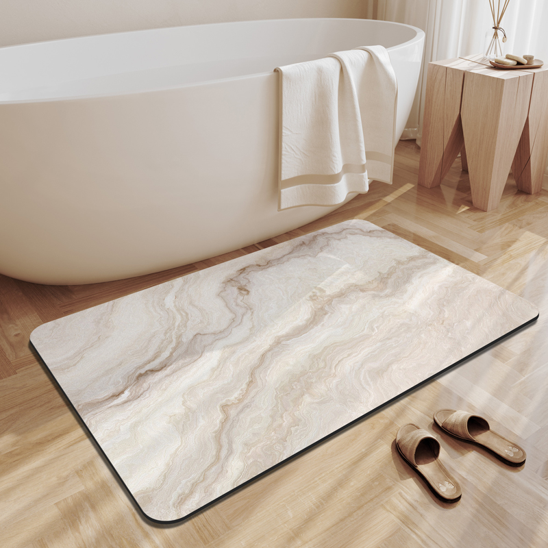 Quick Dry Diatomite Bath Mat - 珪藻土バスマット浴室吸収性フットマットノンスリップシャワーパッドトイレカーペット速乾玄関ドアマット洗える