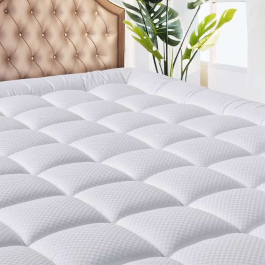 Waterproof Mattress Protector Breathable - サイズマットレスパッド - 冷感通気性マットレストッパー、キルティング加工フィットマットレスプロテクター、ピロートップマットレスカバー（8～21インチ）