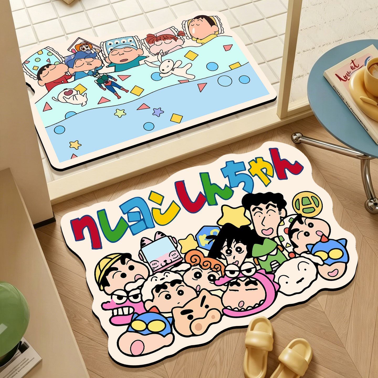 クレヨンしんちゃん 不規則形状バスマット、漫画柄吸水性滑り止 - Quick Dry Diatomite Bath Mat のレビューと価格