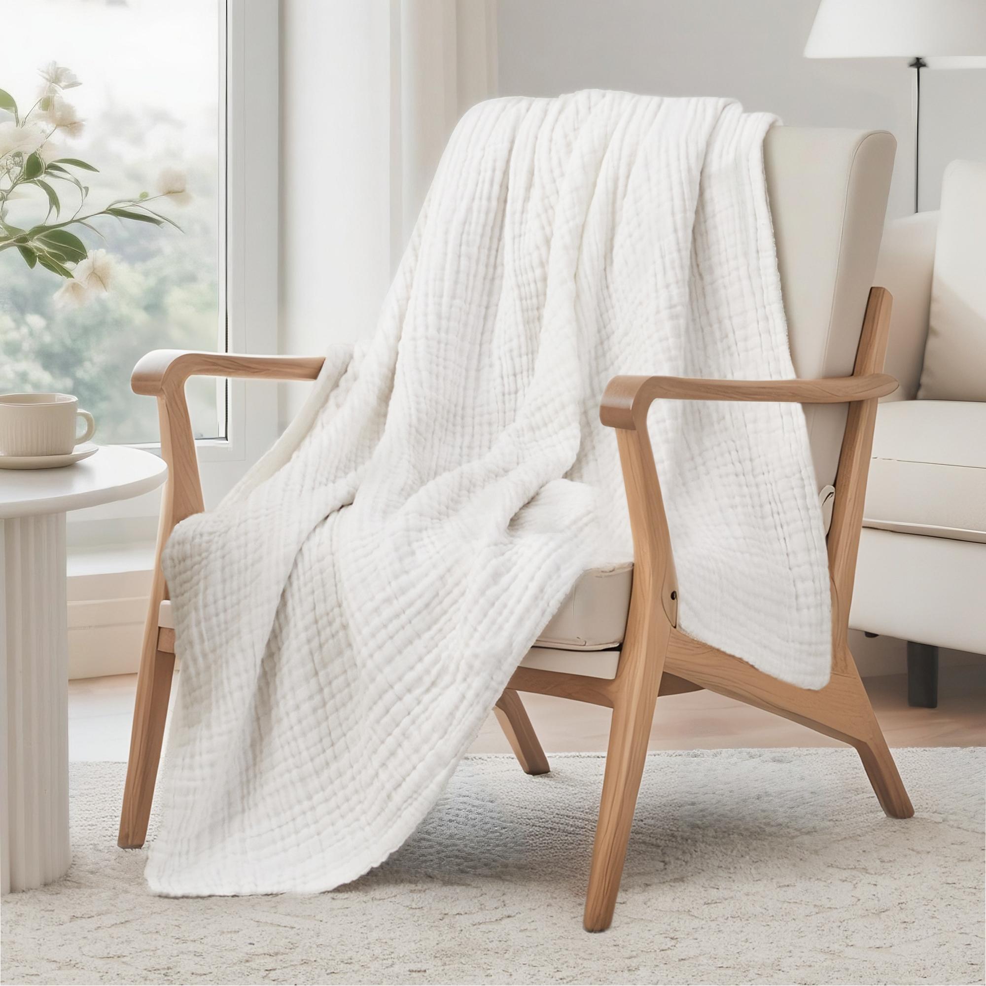 6層構造100%コットンモスリンブランケット、超ソフトで通気 - Muslin Cotton Bedspread のレビューと価格