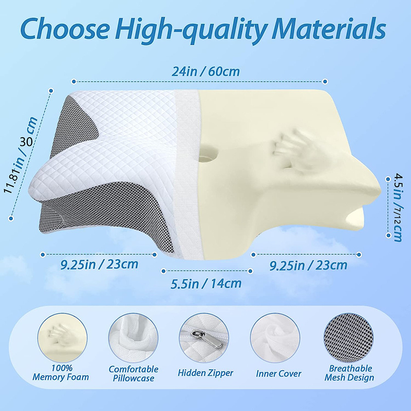 新しいメモリーフォーム頸椎枕 2 in 1 人間工学に基づい - Anti Snore Contour Pillow のレビューと価格