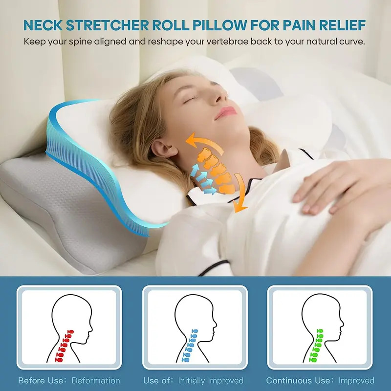 無臭整形外科枕 首と肩の痛み用 メモリーフォームネックピロー - Memory Foam Orthopedic Pillow Neck Pain のレビューと価格