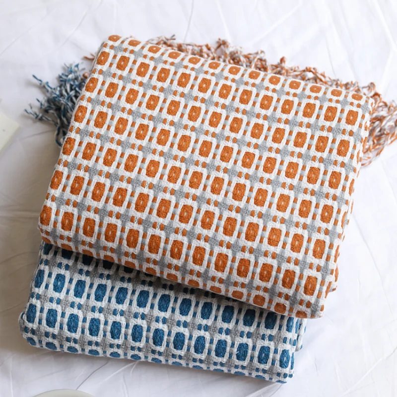 幾何学模様のジャカード織りスローケット、ボヘミアンチェック柄 - Boho Throw Blanket Fringe のレビューと価格
