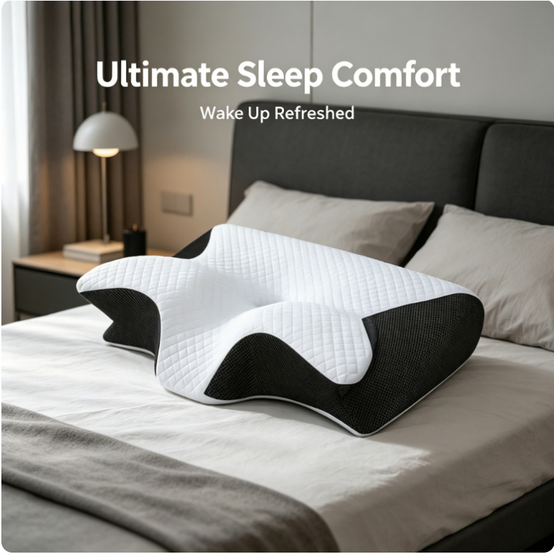 低反発素材の頸椎枕、横向き寝・仰向け寝・うつ伏せ寝対応、人間 - Memory Foam Orthopedic Pillow Neck Pain のレビューと価格