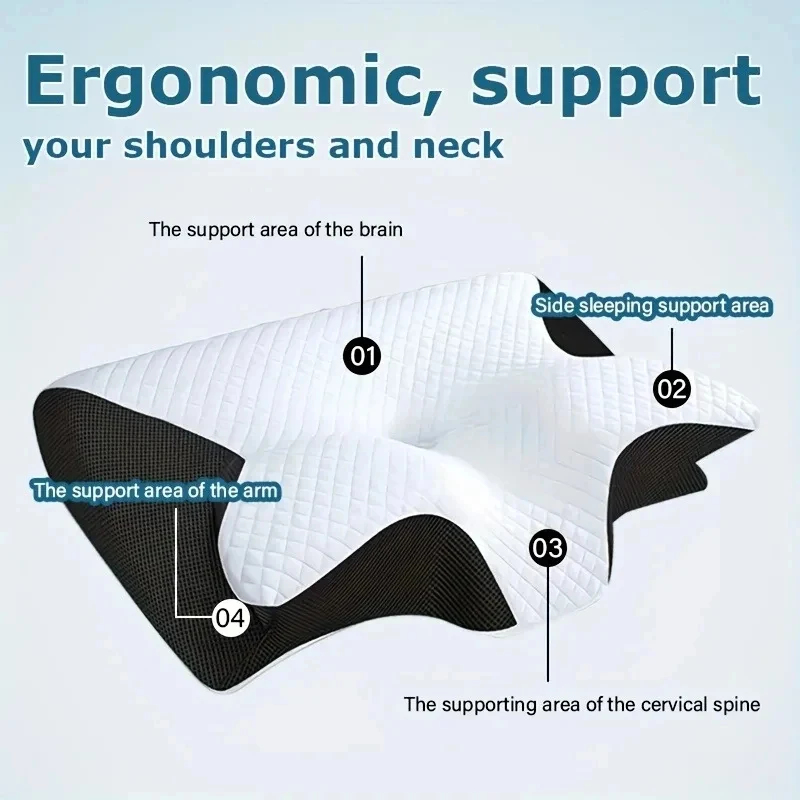 低反発素材の頸椎枕、横向き寝・仰向け寝・うつ伏せ寝対応、人間 - Memory Foam Orthopedic Pillow Neck Pain のレビューと価格