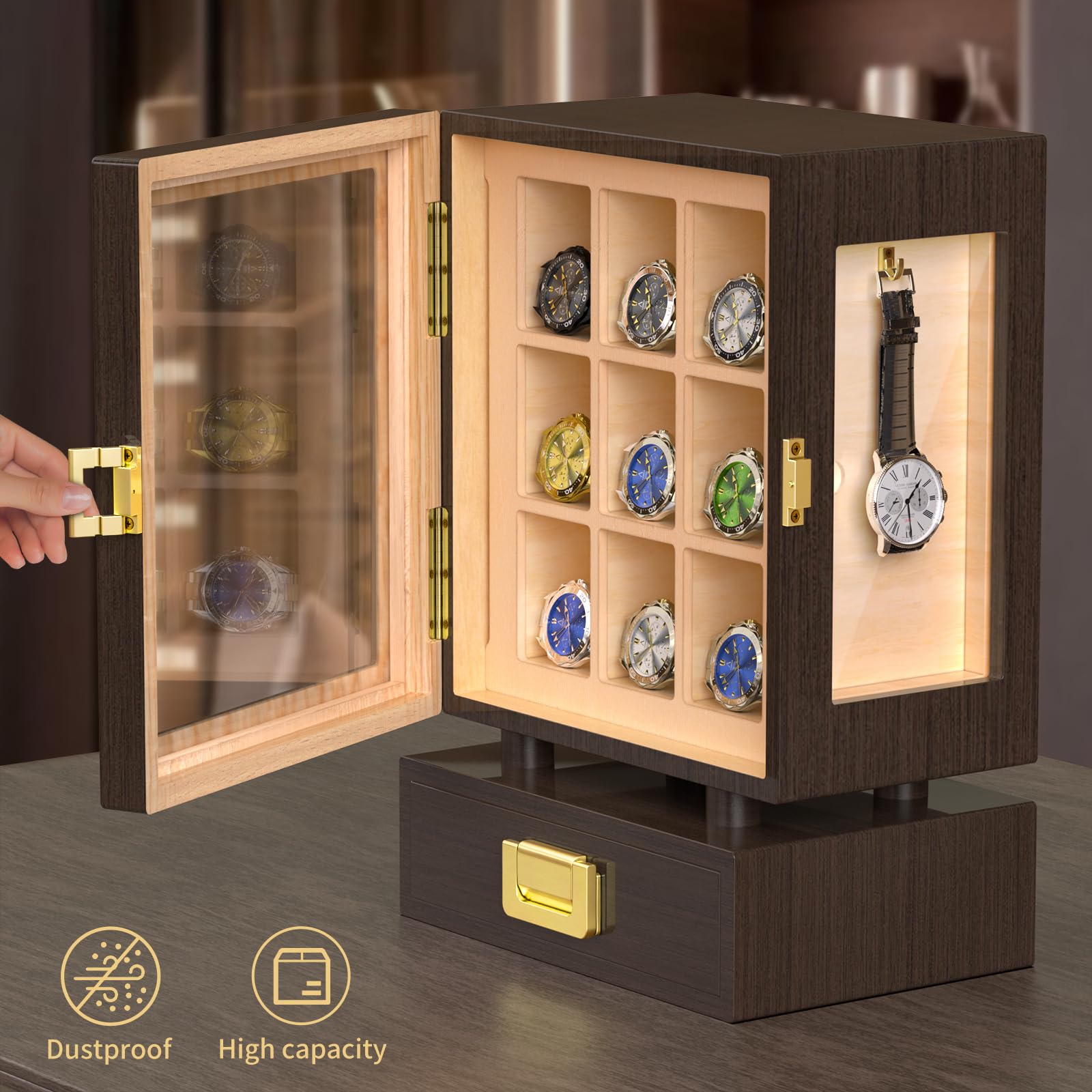 カスタム長方形木製腕時計収納ボックス、無垢ウォールナット製デ - Storage & Organization のレビューと価格