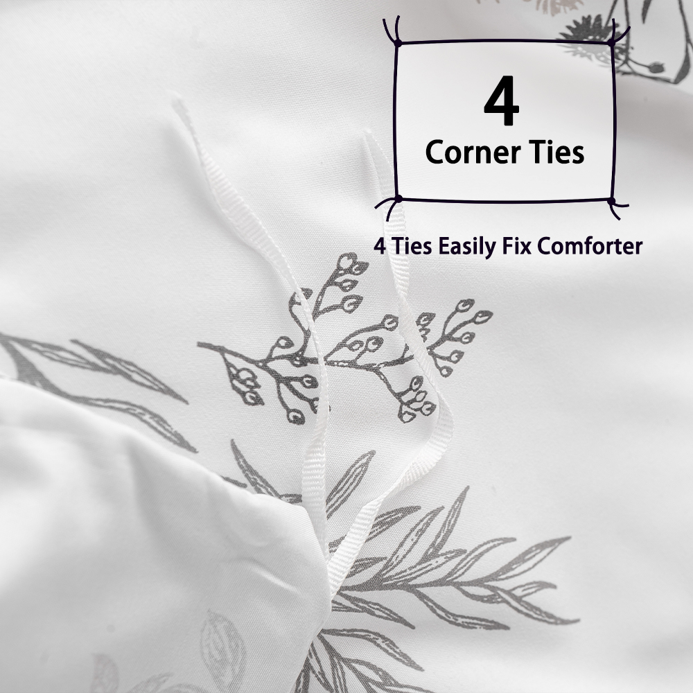 3点セットの繊細な花柄プリント布団カバーセット、柔らかく通気 - Aesthetic Floral Duvet Cover のレビューと価格