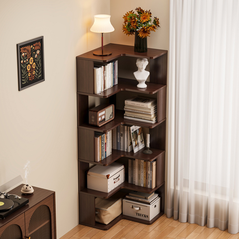 HYS無垢材コーナー本棚ホームリビングルームコーナーキャビネ - Storage & Organization のレビューと価格