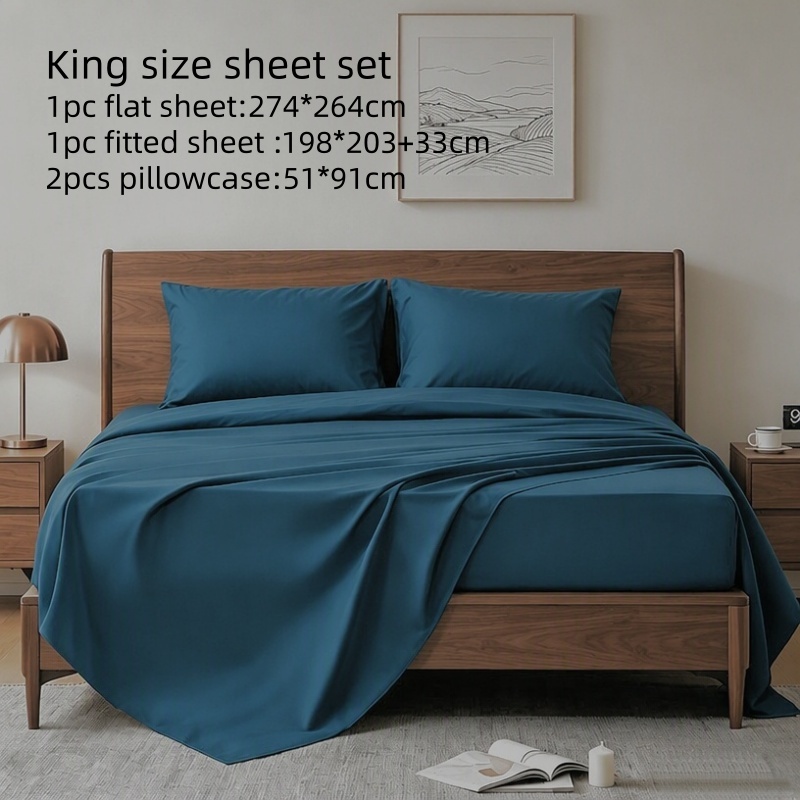 4点セット キングサイズベッドシーツセット 100%コットン - Fitted Bed Sheets Deep Pocket のレビューと価格