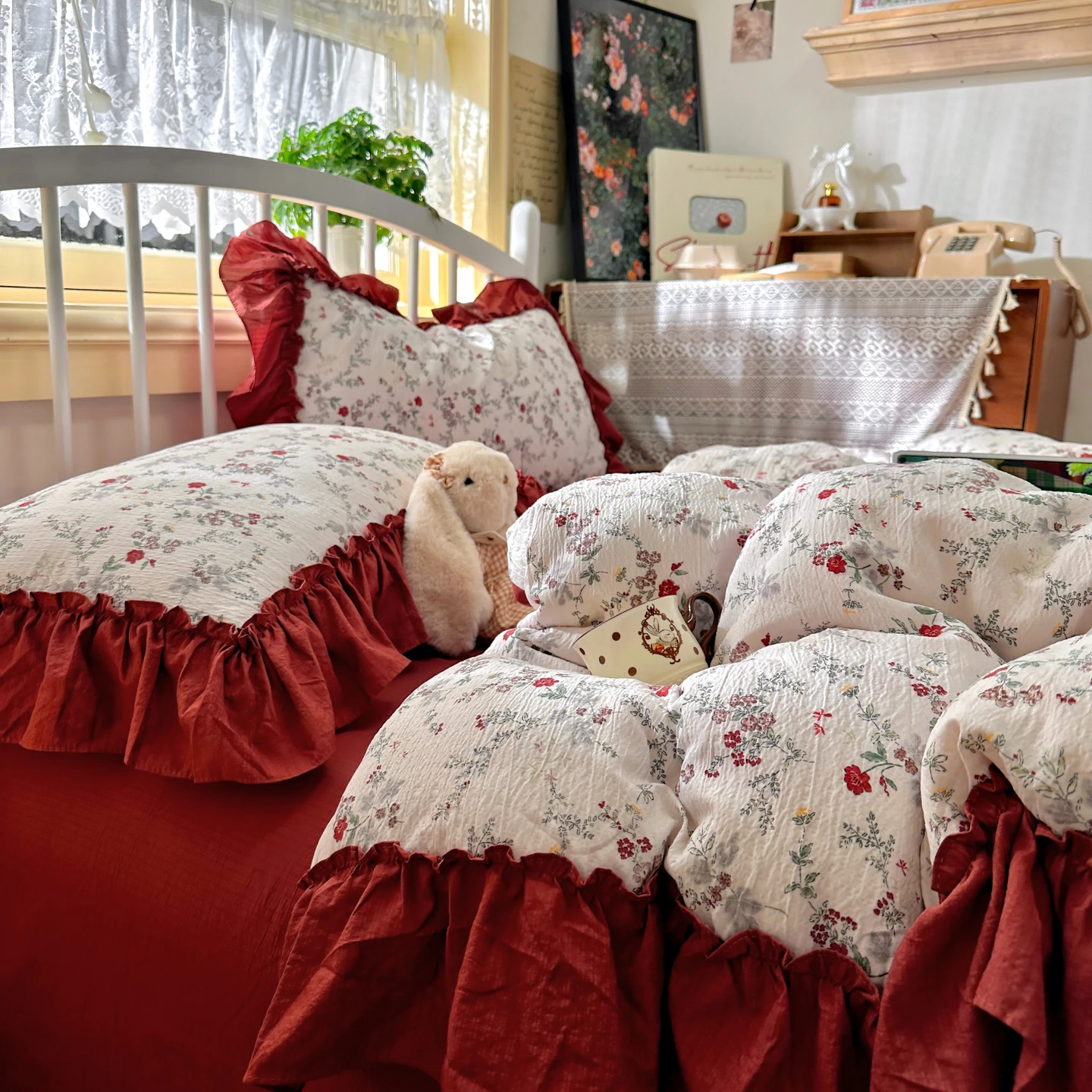 フランスのヴィンテージ風寝具セット カントリースタイル 花柄 - Aesthetic Floral Duvet Cover のレビューと価格