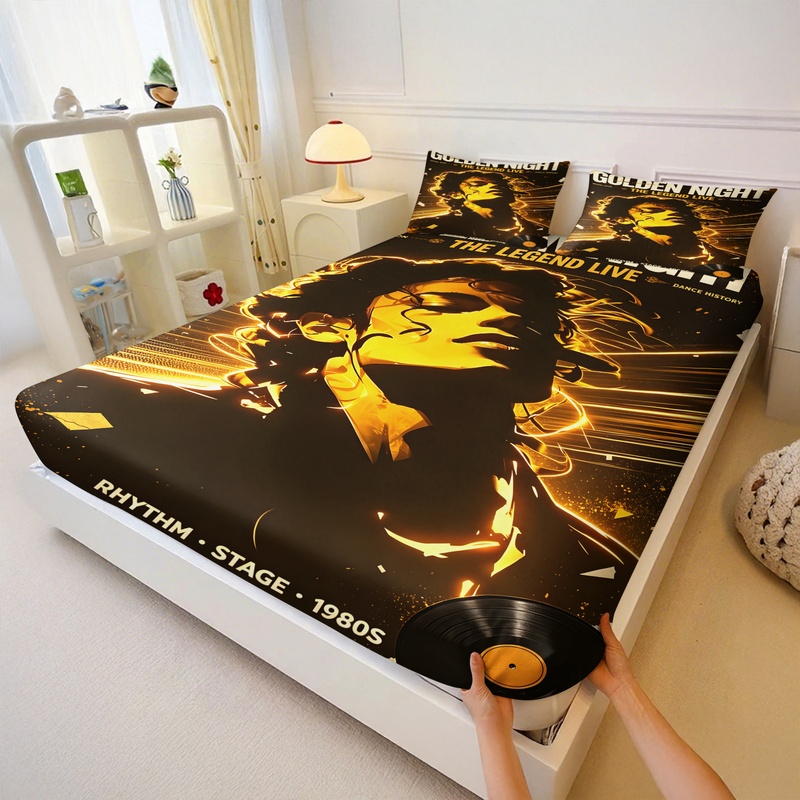 ポップアイコンマイケル・ジャクソンフィットシーツセットキング - Fitted Bed Sheets Deep Pocket のレビューと価格