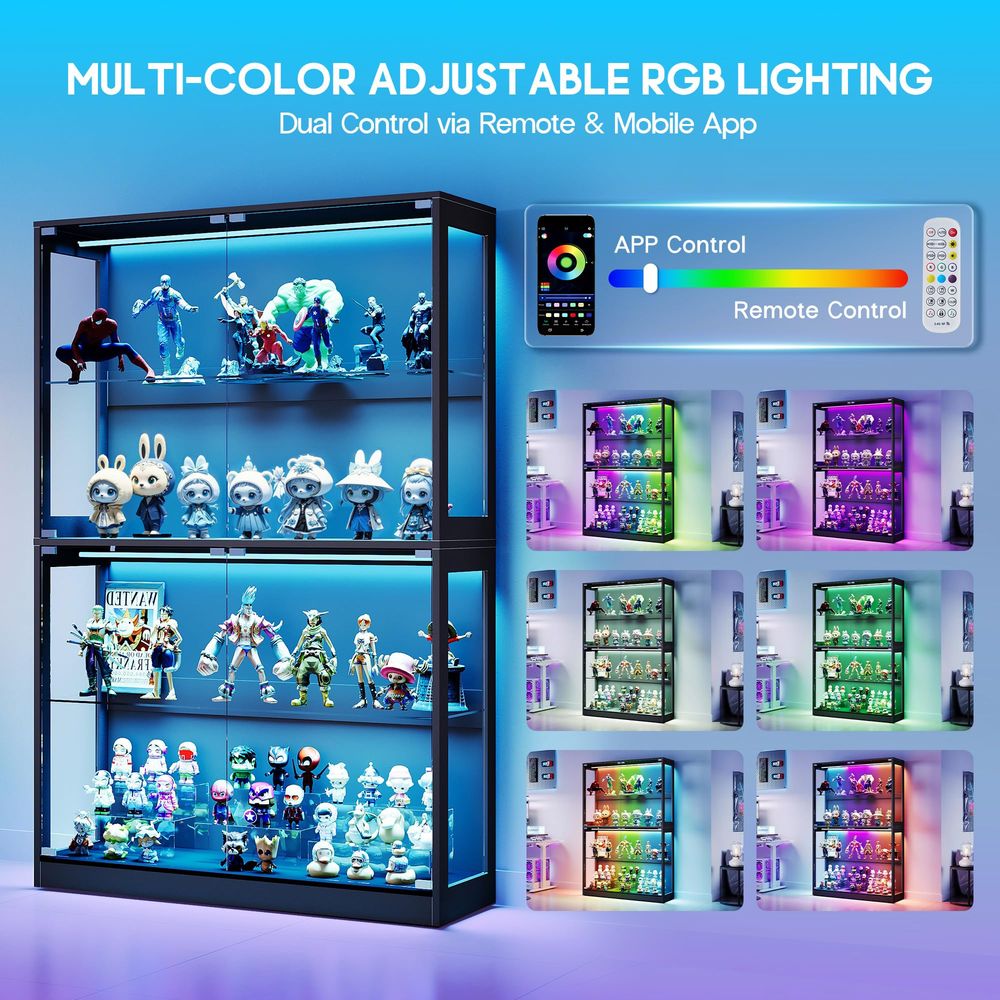 LEDライトストリップ付きキャビネット、ガラス扉付きモダンな - Lighting のレビューと価格
