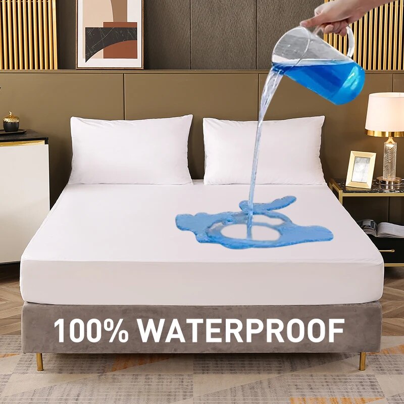 フィットシートベッドカバー,単色マットレスプロテクター,ベッ - Waterproof Mattress Protector Breathable のレビューと価格