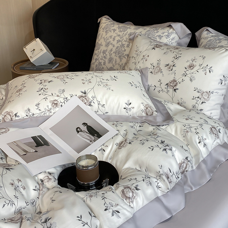 高級デジタル印刷花と植物寝具セットリヨセルユーカリ繊維ソフト - Aesthetic Floral Duvet Cover のレビューと価格