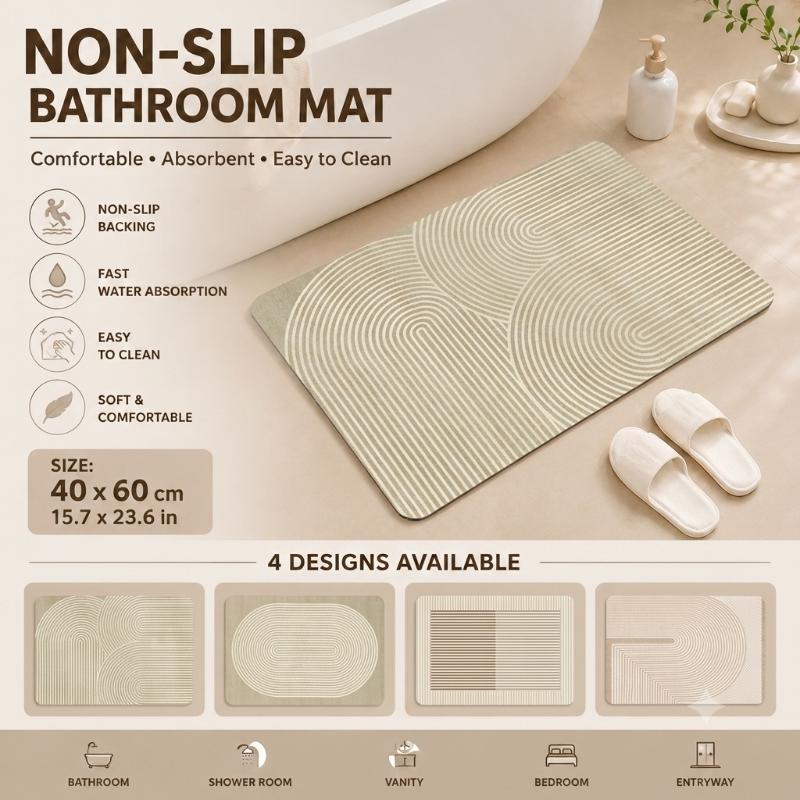 珪藻土バスマット 速乾 吸水性 ベージュ ストライプ 滑り止 - Quick Dry Diatomite Bath Mat のレビューと価格