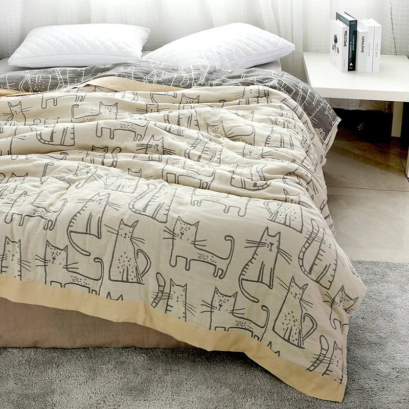 Wastart-純綿のツーピースキルトブランケット,漫画の猫 - Muslin Cotton Bedspread のレビューと価格