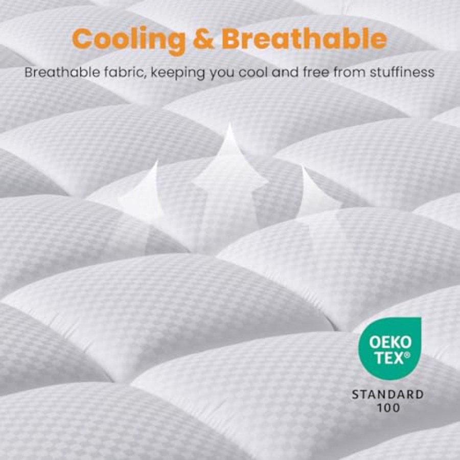 サイズマットレスパッド - 冷感通気性マットレストッパー、キ - Waterproof Mattress Protector Breathable のレビューと価格