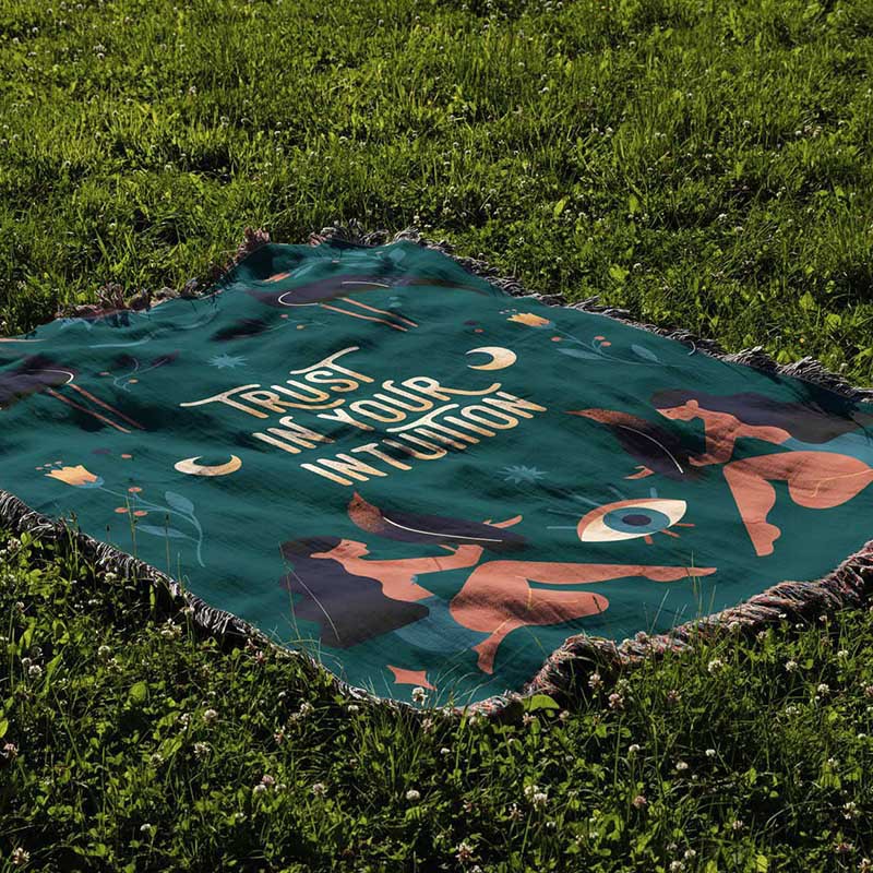 直感を信頼する織り込みタペストリー、スピリチュアルなボヘミア - Boho Throw Blanket Fringe のレビューと価格