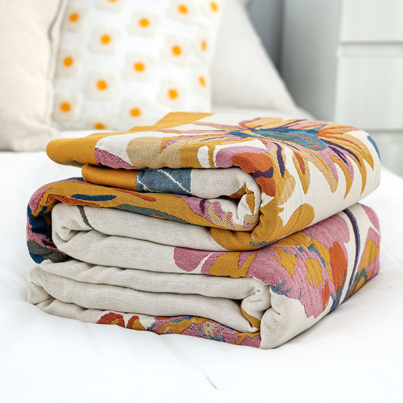 シフォンガーゼ付きのシンプルなコットンブランケット,シングル - Muslin Cotton Bedspread のレビューと価格